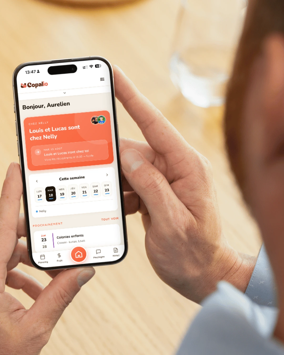 Écran d’accueil de l’application Copalio